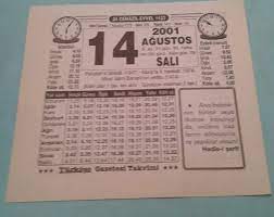 Son günlerde yaşadığımız afetler sebebiyle, 14. 14 Agustos 2001 Sali Takvim Yapragi Insirah Sahaf Ve Kitapevi Erzurum