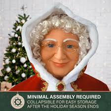 Fraser Hill Farm 4.8 ft Life-Size Dancing Mrs. Claus with Basket  Animatronic Figurine, FAMC058D-23RED