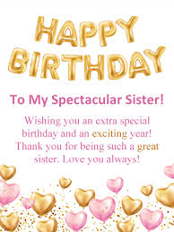 Dear Sister Sister Message Happy Birthday Wishes For Sister Pink Golden Happy Birthday Card For Sister Birthday Greeting Cards By Davia Birthday Greetings For Sister Happy Birthday Wishes Sister Sister Birthday Card
