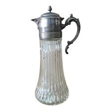 1930s Italian Crystal Claret Or Tea Caraf With Ice Insert Tea Pitcher Vintage Dishes Antiques Glass Collection
