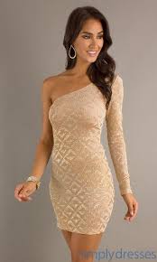 Short One Sleeved Dress Gold Dress Short Gold Cocktail Dress One Sleeve Dress