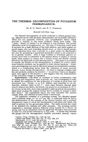 Over 225 trivia questions to answer. The Thermal Decomposition Of Potassium Permanganate Transactions Of The Faraday Society Rsc Publishing