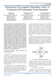 Pdf Introduction Of Langelier Saturation Index To