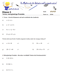 Terme Arbeitsblatt In Klasse 5 Matheaufgaben Klasse 5 Terme