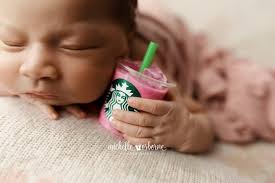 Faux Iced Pink Coffee Drink for Newborn Infant Baby Girl
