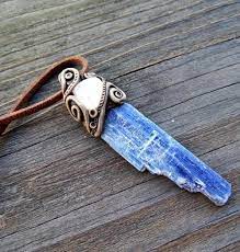 Free Shipping Kyanite Rough Pendant Point Crystal Qartz Tribal Mens Jewelry Healing Spiritual Necklace Magic Cool Blue H Mens Jewelry Bracelets For Men Jewelry