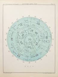 Antique Astronomy Print Circular Celestial Star Chart