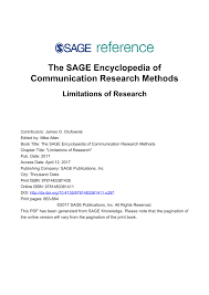 Types of limitations in research. Pdf Limitations Of Research