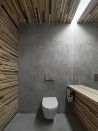 Contemporary Wc With Wood Paneled Walls And Polished Concrete Floor Bathroom Bathroom Concrete Floor Concrete Bathroom Concrete Interiors