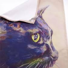 Black Cat tea Towel original artwork print - Local Art Shop