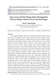 By mengajar sekolah minggu di juni 07, 2018 0 komentar. Pdf Upaya Guru Sekolah Minggu Dalam Meningkatkan Motivasi Belajar Alkitab Di Kelas Sekolah Minggu