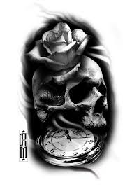 Skull Rose Clock Black And Grey Tattoo Sleeve Ideas Designs Design Sleeve Time Pocket Watch Black And Grey Tattoos Black And Grey Tattoos Sleeve Grey Tattoo
