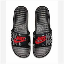 Black And White Nike Slides Womens Bandana Fever White Bandana Print Custom Black Red Nike Benassi Slides La Losangeles Fashion Shopping Bandanastyl Custom Nike Shoes Red Nike Nike Benassi