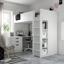 Le lit fait partie des meubles les plus importants aussi bien dans la chambre des parents que dans celle des adultes. Smastad Lit Mezzanine Blanc Blanc Avec Bureau Avec 4 Tiroirs Ikea