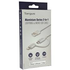 Targus Aluminium Series 2 In 1 Lightning Micro Usb Cable 1 2m Length Silver For Sale Online