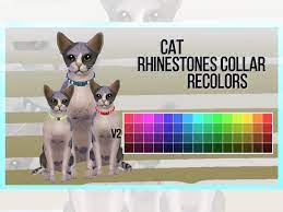 This Is The Cats And Dogs Rhinestones Collar For Cats Recolored Found In Tsr Category Sims 4 Cats Accessories Cat Accessories Pet Sims 4 Pets Cats