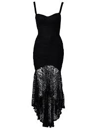 Made2envy Lace Overlay Fishtail Dress L Black New Years