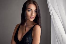 Best enlarge effect give you big and pretty. Wallpaper Face White Women Looking Away Long Hair Blue Eyes Brunette Dress Black Hair See Through Clothing Fashion Black Lingerie Person Skin Supermodel Girl Beauty Eye Woman Lady Photograph Portrait Photography