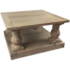 The tabletop is made from solid pine wood and has a butcher block style with visible wood grain and knots for a rustic, antique look. Recycled Pine Wood Balustrade Coffee Table Temple Webster