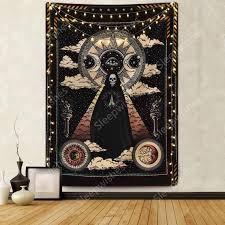 Wizard Skull Tapestry Solar Iris Tapestry Sun And Moon Etsy In 2020 Sun And Moon Tapestry Moon Tapestry Tapestry