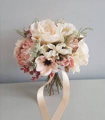 Abigail Artificial Rustic Blush Wedding Flower Bouquet Silk Etsy Flower Bouquet Wedding Silk Wedding Bouquets Blush Wedding Flowers Bouquet