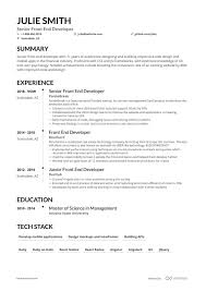 Senior front end web developer resume examples & samples. Front End Developer Resume Guide For 2021 Samples Expert Tips