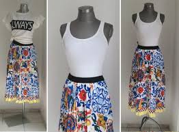 Midi Faltenrock Plisseerock Geblumt Rock Mit Elasthischem Bund Glanzender Rock Plissiert Sommerrock Frauen Mit Falten In Einheitsgrosse High Waisted Skirt Fashion Waist Skirt