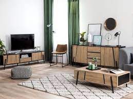 A bronzed metal base with two thick stretchers lends industrial appeal to the design. Coffee Tables Up To 70 Off Beliani De