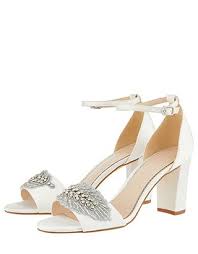 Farin Feather Vamp Block Heel Bridal Sandals Ivory Uk 37 Us 6 Eu 37 Shoe 6555674637 Monsoon Wedding Shoes Heels Bridal Shoes Ivory Wedding Shoes