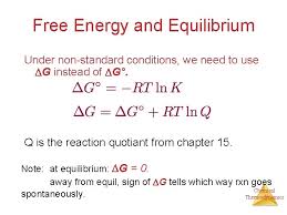 Deltag = deltag^@ + rtlnq at equilibrium, deltag = 0 and q = k. Delta G Equation Thermodynamics