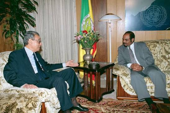 Secretary-General Boutros Boutros-Ghali meets with Ato Meles Zenawi,  President of the Transitional Government of Ethiopia. October 1993  #ETHIOPIA #Addisababa #ታሪካችን