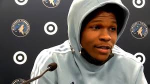 Anthony Edwards: "I still shot the ball pretty bad tho, I was 6-14 from  three" Reporter: "That's like 43%" Ant: "That's pretty damn bad, I could've  been 9-14. It can be better, always room to grow" ...