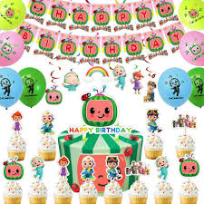 Cocomelon birthday party backdrop design. Cocomelon Party Favor Party Decorations Cocomelon Birthday Party Supplies Flatware Spoons Fork Knife Plates Cups Table Covers Banner Napkins Cake Toppers Balloons For Kids Boy Buy Online In Dominica At Dominica Desertcart Com Productid