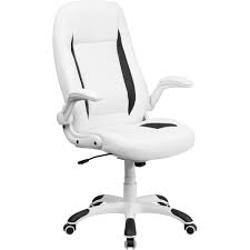 Flash Furniture High Back White Leathersoft Executive Swivel Ergonomic Office Chair With Flip Up Arms Walmart Com White Office Chair White Leather Office Chair Leather Office Chair