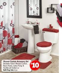 Shower Curtain Accessory Set At Family Dollar 10 I Love The Red Gray Black Theme Discount Home Decor Home Decor Home Goods Decor