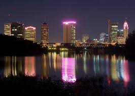 Columbus ohio city skyline with color buildings, blue sky and copy space. Columbus Ohio Night Photograph By Alan Raasch