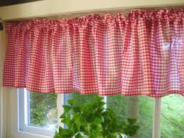 red gingham valance red and white