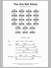 You Are Not Alone Sheet Music Michael Jackson Piano Chords Lyrics