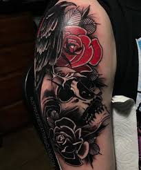 Black And Red Rose Tattoo Sleeve Tattoo By Austin Jones At Painted Temple Tattoo And Art Gallery In Slc Ut Tattoos Temple Tattoo Red Rose Tattoo