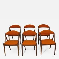 kai kristiansen curved back dining chairs in orange wool set of 6 by kai kristiansen midcentury modern dining chairs dining chairs chair