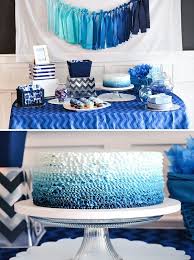 Birthday Cake Table Decoration Blue Ombre Dessert Table Boys Birthday Party Hostess With The Mostess Baby Shower Cakes For Boys Boy Birthday Parties Boy Birthday