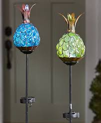 Solar Lighted Blown Glass Pineapple Stakes Solar Patio Fun Garden Decor Solar Landscape Lighting
