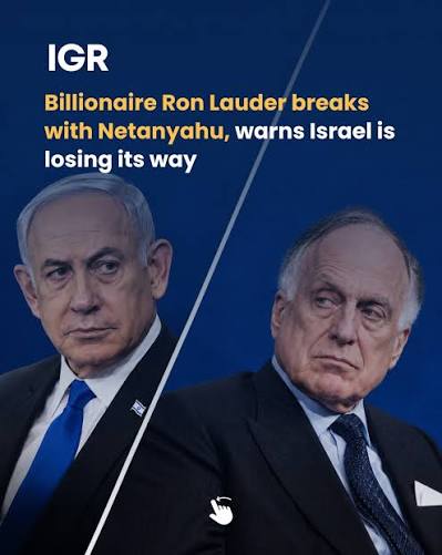 IGR: Netanyahu's longtime ally Ron Lauder breaks silence, criticises  Israeli PM Billionaire Ron Lauder, president of the World Jewish Congress  and once a close associate of Israeli Prime Minister Be