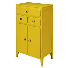 Construction monobloc robuste en métal. Meuble D Entree 2 Portes 3 Tiroirs Jaune Moutarde Thelma Maisons Du Monde