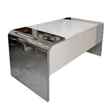 1970 S Waterfall Desk In Chrome White Laminate White Laminate Furniture Dining Table Interior Wall Insulation