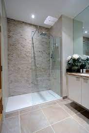 Shower Floor Pan In Bathroom Transitional With Beige Bathroom Tile Bathroom Feature Wall Bathroom Feature Wall Beige Marble Bathroom Shower Remodel