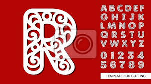 Free printable big letter style alphabet stencils. Letter R Full English Alphabet And Digits 0 1 2 3 4 5 Leinwandbilder Bilder Holz Weiss Hochzeit Myloview De