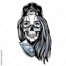 Gangster chicano girl with skull mask Векторный объект Stock | Adobe Stock