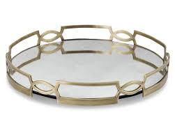 Vintage vanity mirror tray brass baby cherubs rope chain oval hollywood regency. 34 Round Mirror Gold Decorative Tray Quality Teak