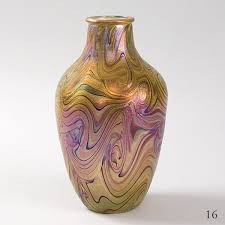 Tiffany Vase Effet Marbre Iridescent Favrile Dore Rose Et Mauve 1900 Tiffany Art Glass Art Tiffany Glass Art